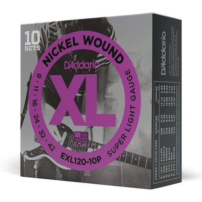 D Addario XL Nickel Electric Guitar Strings 10 Pack Super Light Gauge 9-42