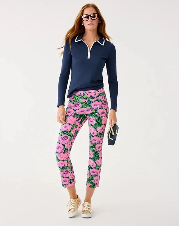 Nuevo con etiquetas Polo Lilly Pulitzer UPF 50+ Luxletic Frida Media Cremallera Marea Baja Azul Marino, ¡Talla!! Foto 3 de 4