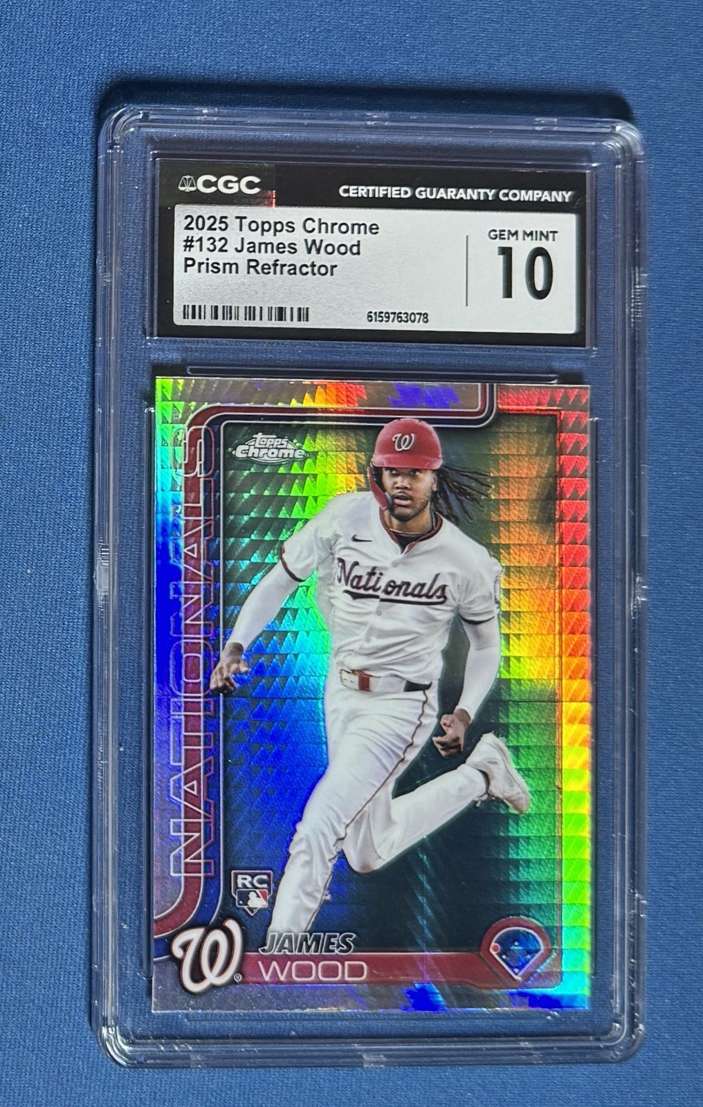 2025 Topps Chrome James Wood Prism Refractor CGC 10 RC Nationals #132