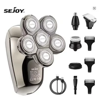SEJOY 5 in 1 Electric Rotary Shaver For Men Bald Head Hair Beard Trimmer Kit US