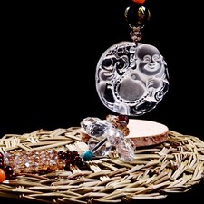 White Crystal Hanging Pendant Maitreya Laughing Buddha Car Interior Ornament