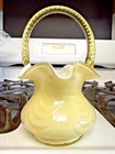 Fenton Glass Basket Yellow Overlay Drape Pattern Heritage Vtg Ex Cond - Gorgeous