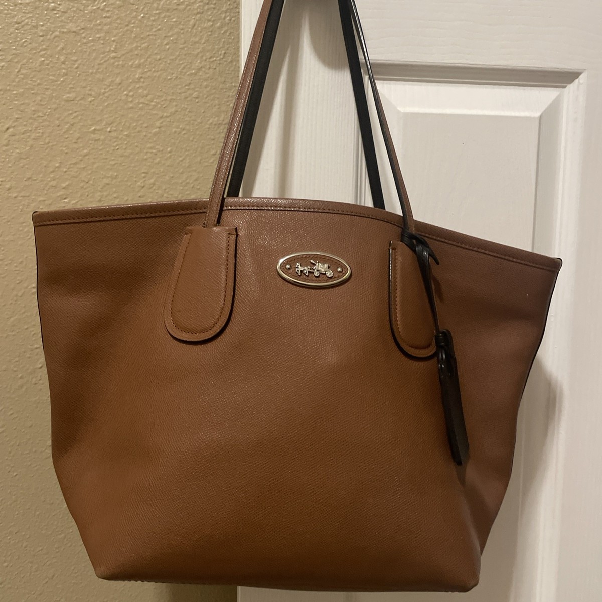 Coach F1482 Handbag Tote Shoulder Bag Logo Leather Brown GV Used