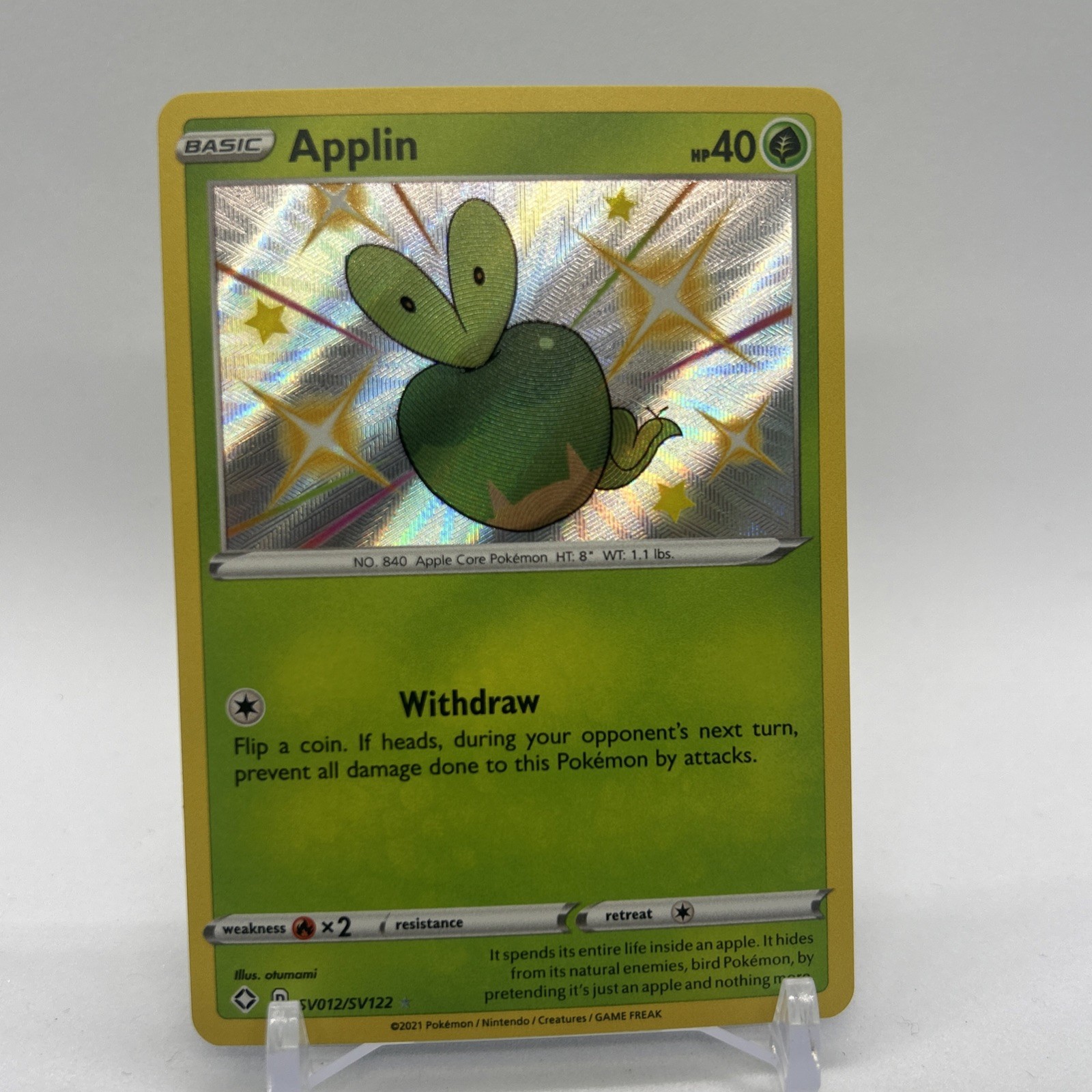 Pokemon - Applin SV012/SV122 - Shining Fates - Shiny Holo Rare - NM