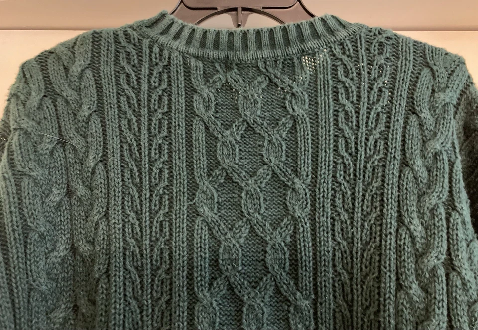 Vtg Mountain Express Men’s Green Heavy Cable Knit Pullover Sweater Sz L  ~1990s - Image 4 of 4