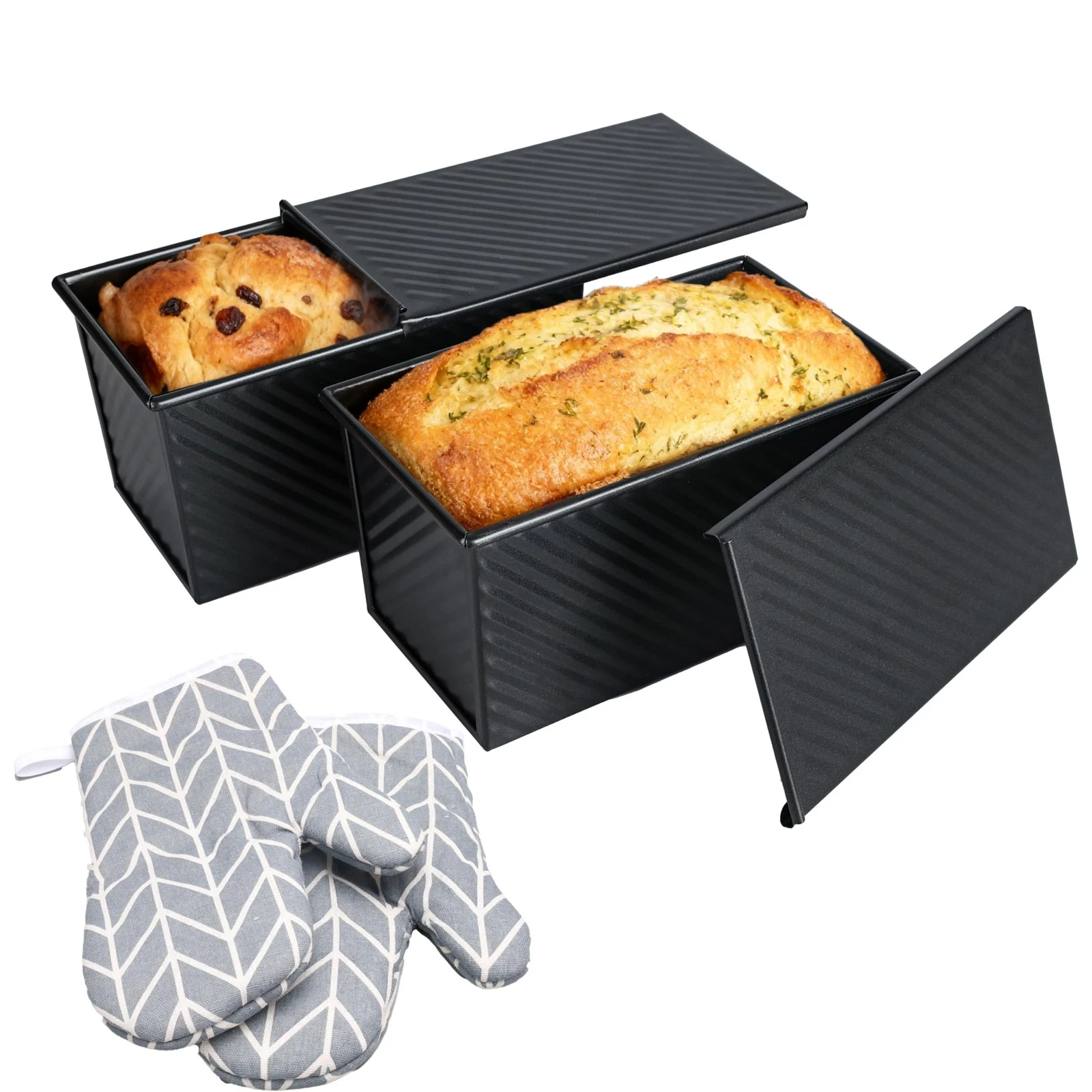 Pullman Loaf Pan With Lid - Bread Pans For Homemade Bread - 1lb Non-Stick Loa...
