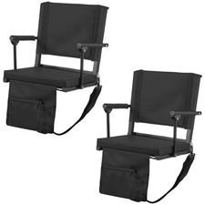 Outdoor Portable Stadium Chairs with Armrest, Back Support and Thick Cushion in