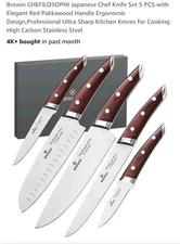 Brewin CHEFILOSOPHI Japanese Chef Knife Set- US Patented 5-Piece-NEW IN ORIG BOX