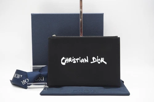 Pochette Dior pochette invitation cuir noir rang A