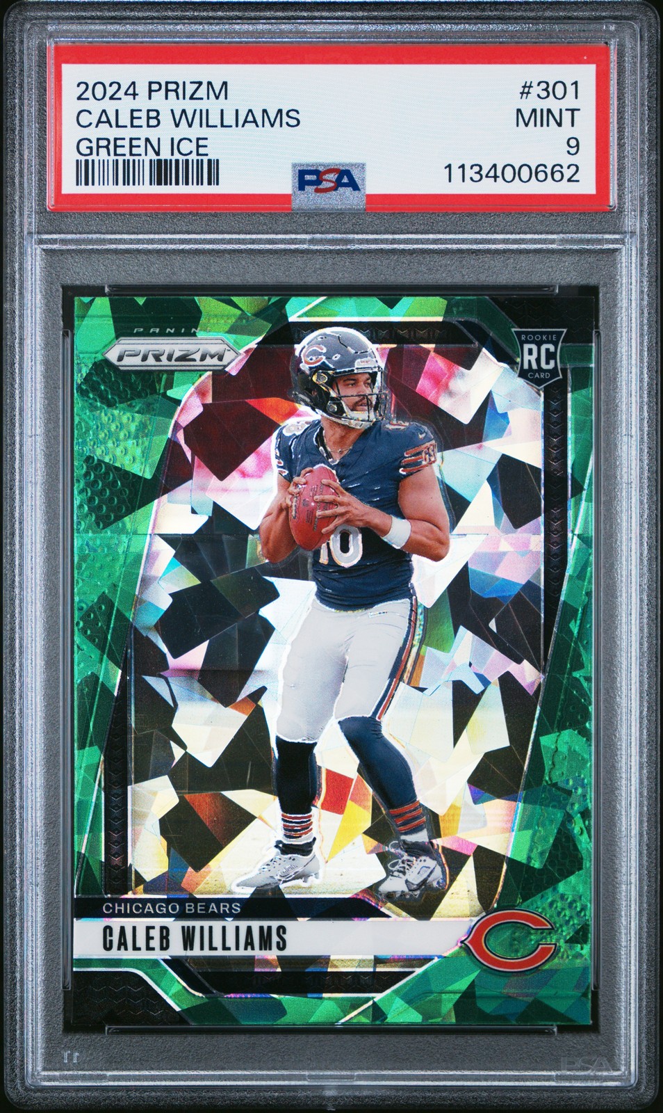 2024 PANINI PRIZM GREEN ICE #301 CALEB WILLIAMS PSA 9