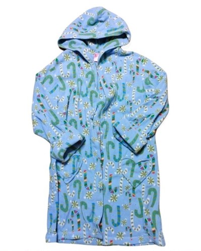 Old Navy Blue And Green Candy Cane Christmas Bath Robe Size L