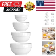 Serving Bowls, 64/42/22/12 Oz Serving Dishes for Entertaining, Soft White Por...