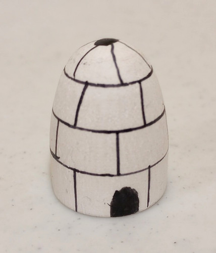 Vintage Wooden Igloo Thimble, Hand Painted
