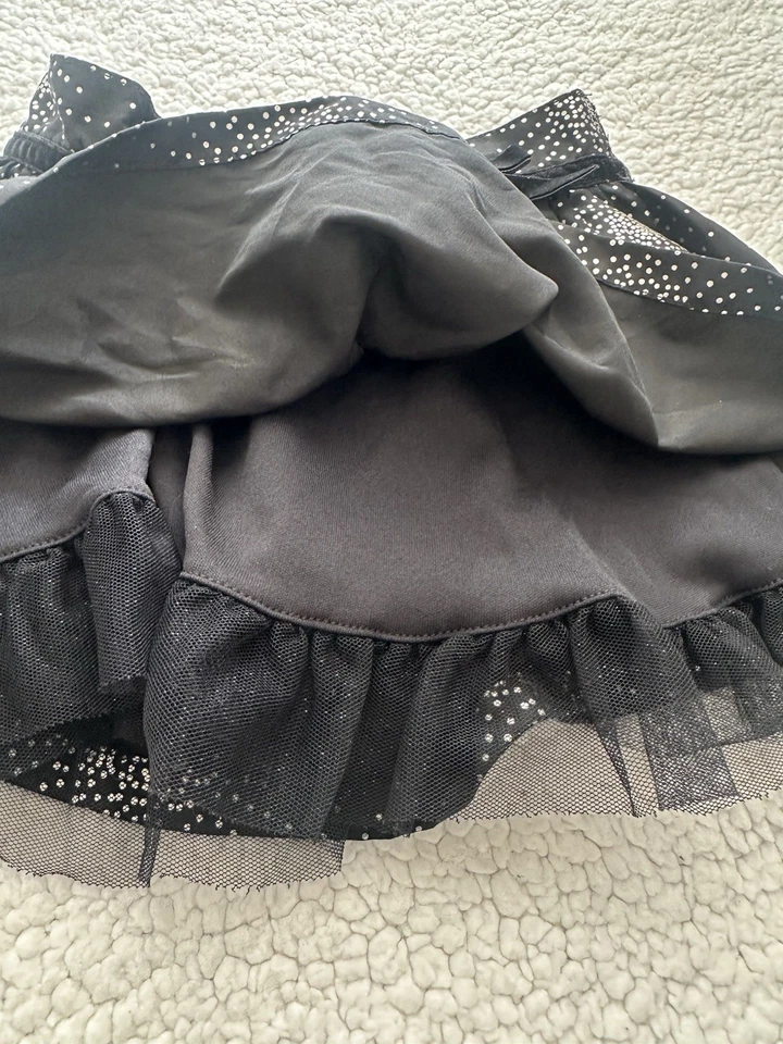 Niñas Negro Tul Nivel Falda Plateada Brillante Starburst Talla 2T Vacaciones Año Nuevo Foto 4 de 4