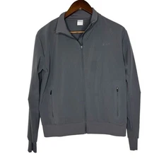 Lole Gray Casual Crew Neck Full Zipper Closure Long Sleeve Jacket Size M Women's