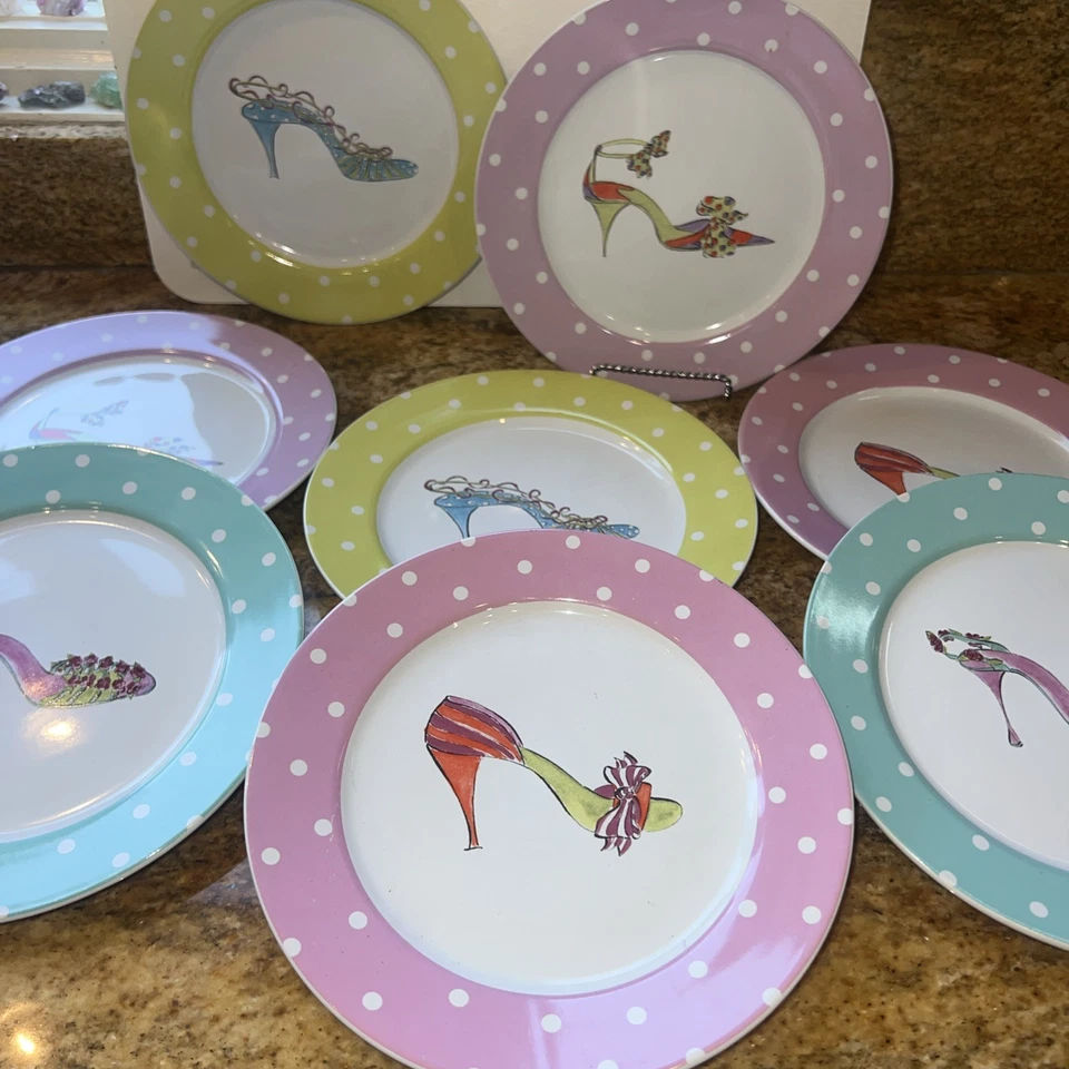 Rosanna Stiletto Haute couture Shoe Heels Salad lunch Plates, Set Of 8 unused - Image 4 of 4