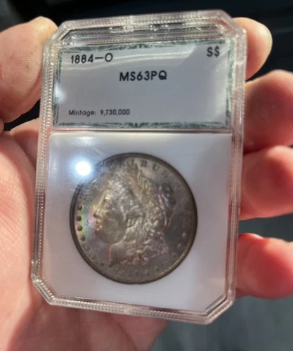 🌈 1884 O Morgan Silver Dollar Graded PCI MS63PQ Rainbow Toned beauty !!!!