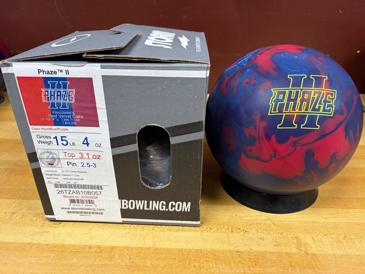 Storm Phaze II Solid bowling ball 15lb 4oz, 3.1oz top weight 2.5-3