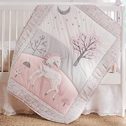 Juego de cama Levtex Baby Colette 5 piezas unicornio cuna rosa gris blanco estrella Foto 3 de 4