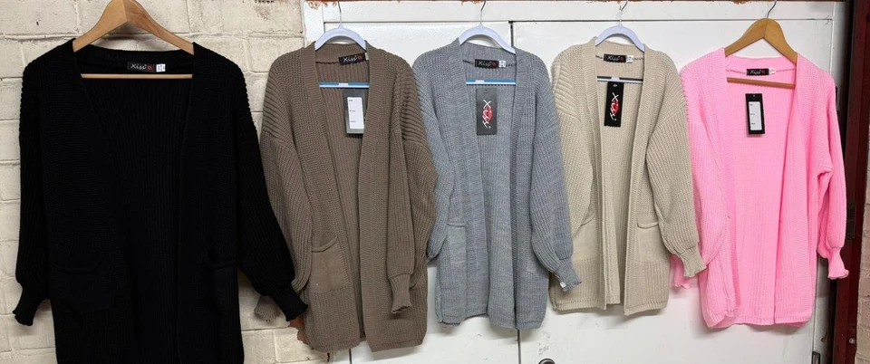 Girls Chunky Knitted Oversize Cardigan Kids Balloon Sleeve Short Cardigan - Image 2 of 2