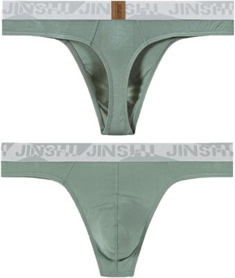 Men's Thongs Bamboo Breathable Big Bulge Pouch G-Strings Stretchy Male T-Back