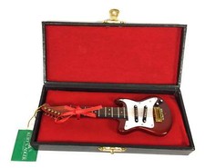 Burgundy  White Electric Guitar In Red Velvet Case Ornament