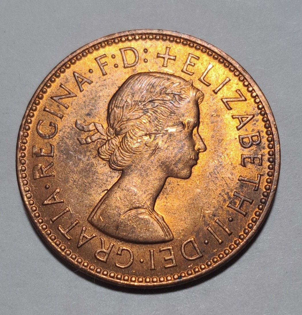 1967 United Kingdom Half Penny Queen Elizabeth II 3 Masted Ship
