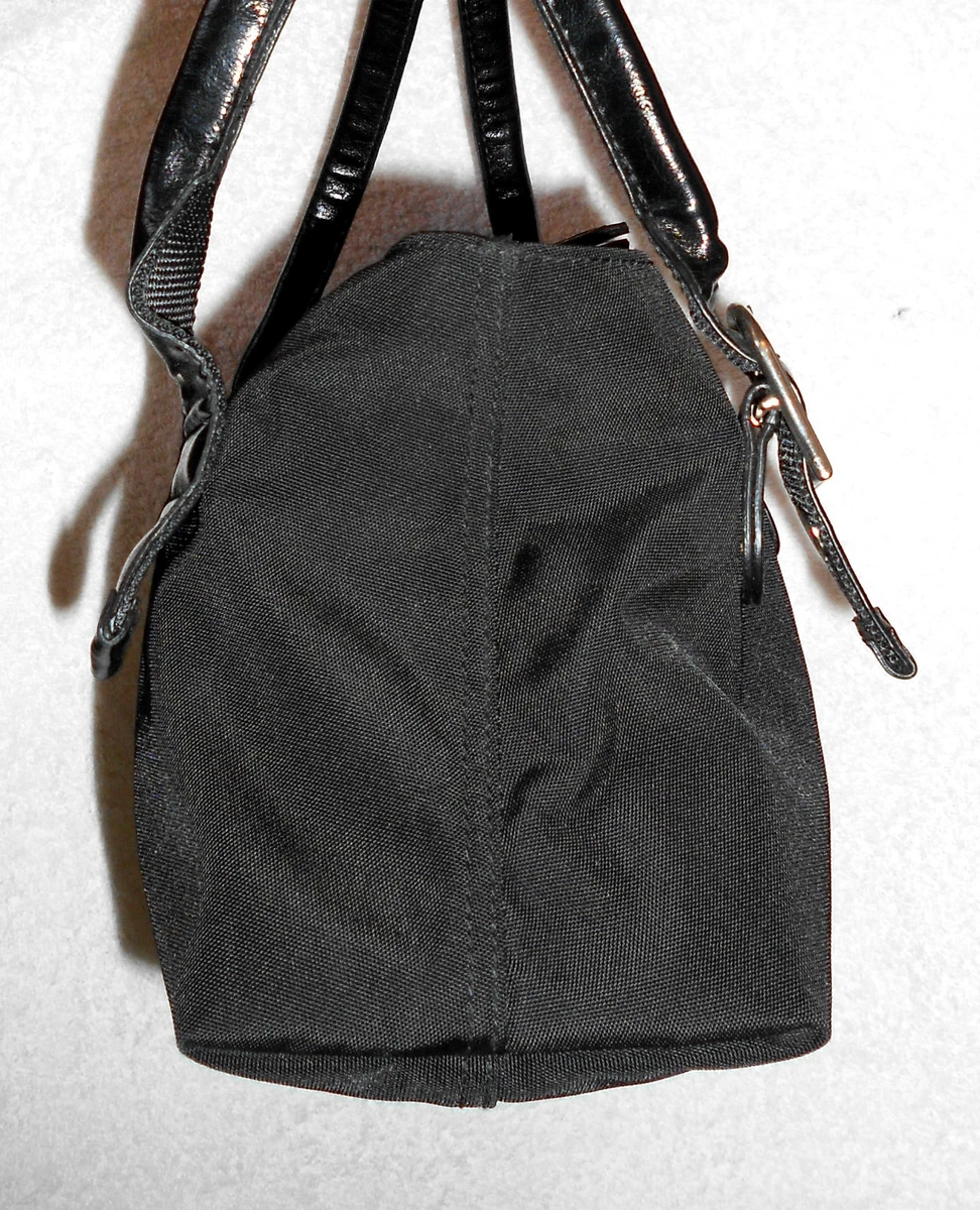 ELLE sac main toile nylon et garnitures noir TBE eBay