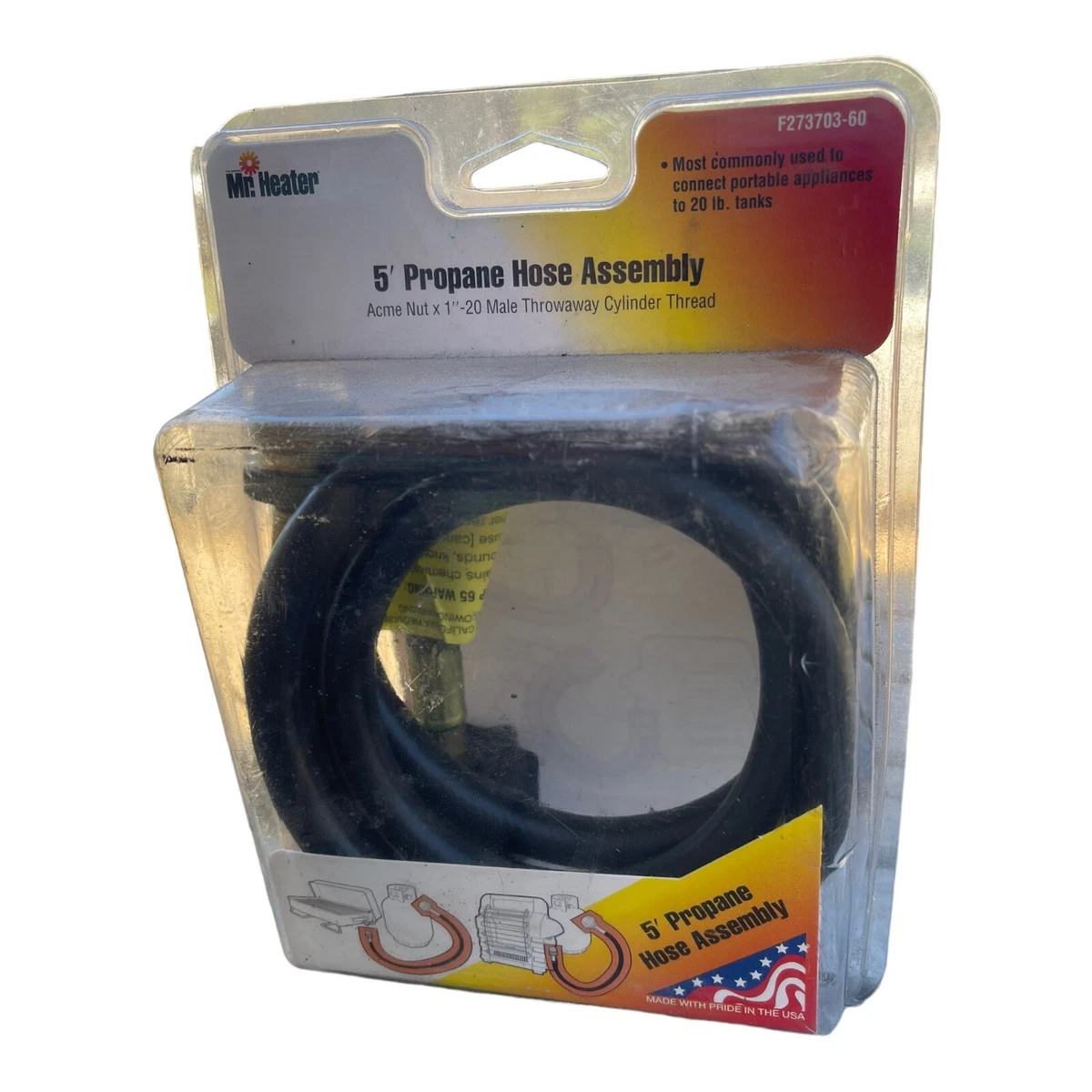 Mr. Heater 5ft Propane Hose Acme Nut to 1u0026#034;-20 Throwaway Male Thread  F273703-60 | eBay