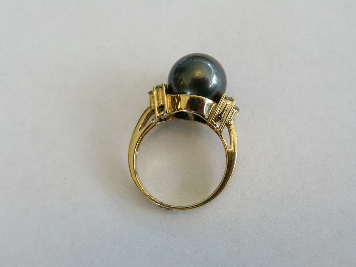 VINTAGE 14K YELLOW GOLD .32 CT SI1 G DIAMOND & 12 MM SOUTH