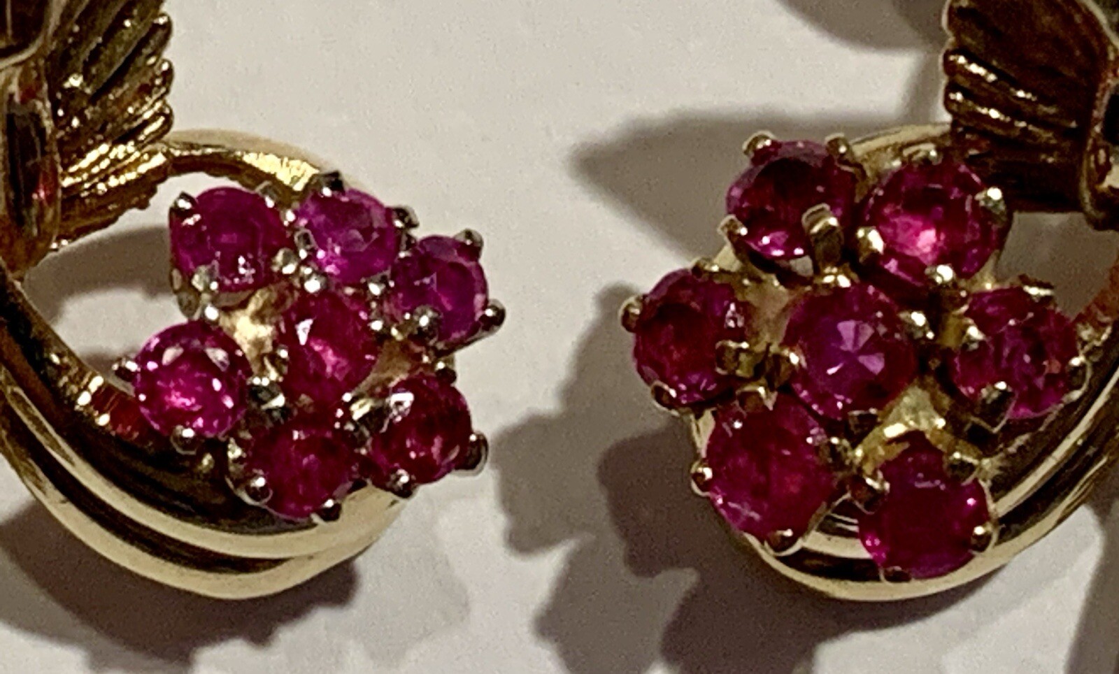 Vintage SOLID 14k YELLOW GOLD AND RUBY EARRINGS, … - image 6