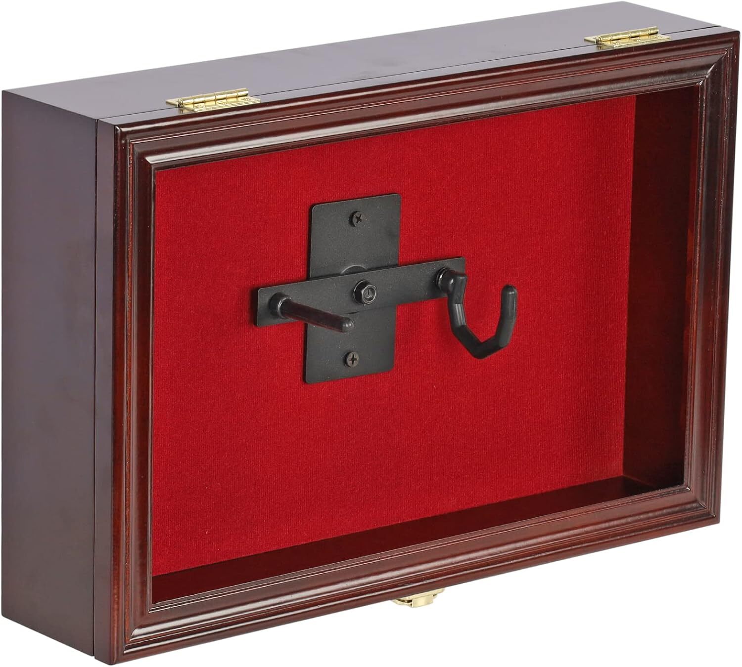 Shadow Box For Revolver Gun Display Case Mahogany Wood 15 x 10 Handgun Pistol Revolver Lock ...