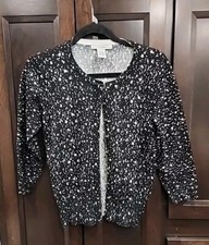 Grace Petite PS black And White Cardigan 3/4 Sleeves Office Ready Light Weight 