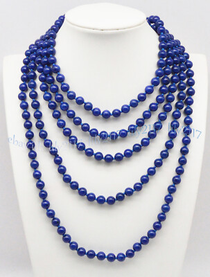 Natural Blue Lapis Lazuli Round Gemstone Beads Necklace 36-100'' 6/8/10/12mm