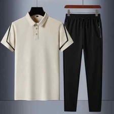 Solid Color Shirt Set Men's Casual Relaxed Comfortable Breathable Two-Piece Set