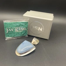 DRT JAY KING LACEY AGATE 925 STERLING SILVER CHARM PENDANT Shield Shape NIB