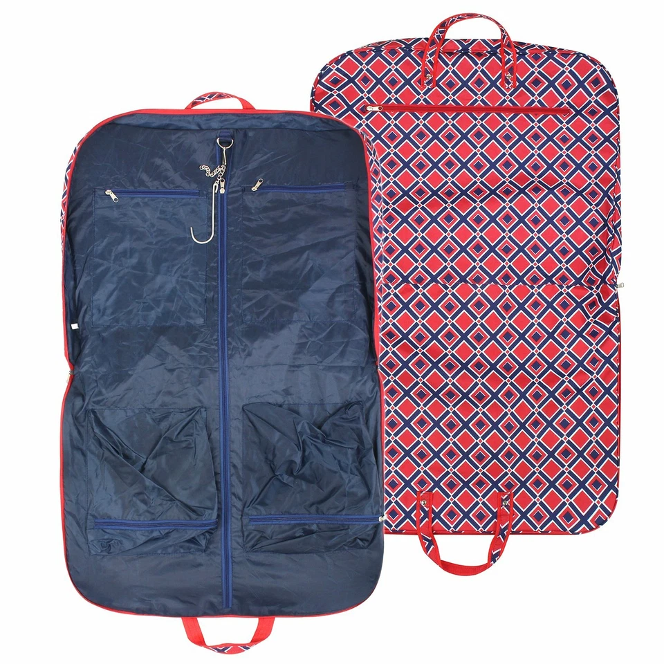 NOVA BOLSA DE VESTUÁRIO PENDURADA BAGAGEM VIAGEM ALEGRIA TERNO TOTE VERMELHO ESTAMPA LONA DANÇA - Imagem 2 de 4