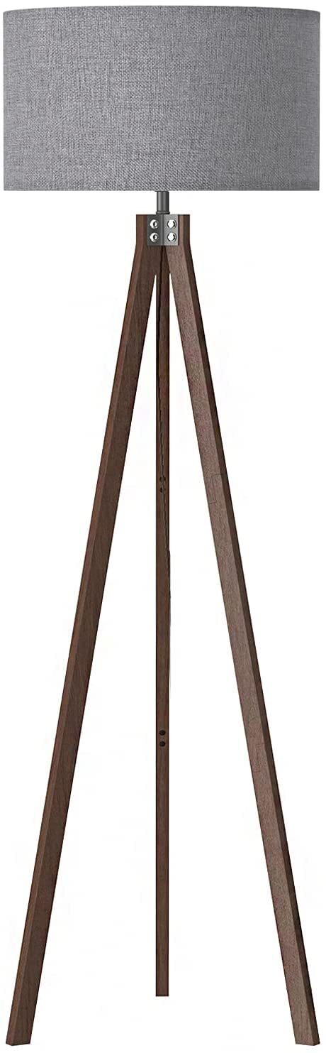 Wood Tripod Floor Lamp, Mid Century Standing Lamp, Modern Design Reading Floo...