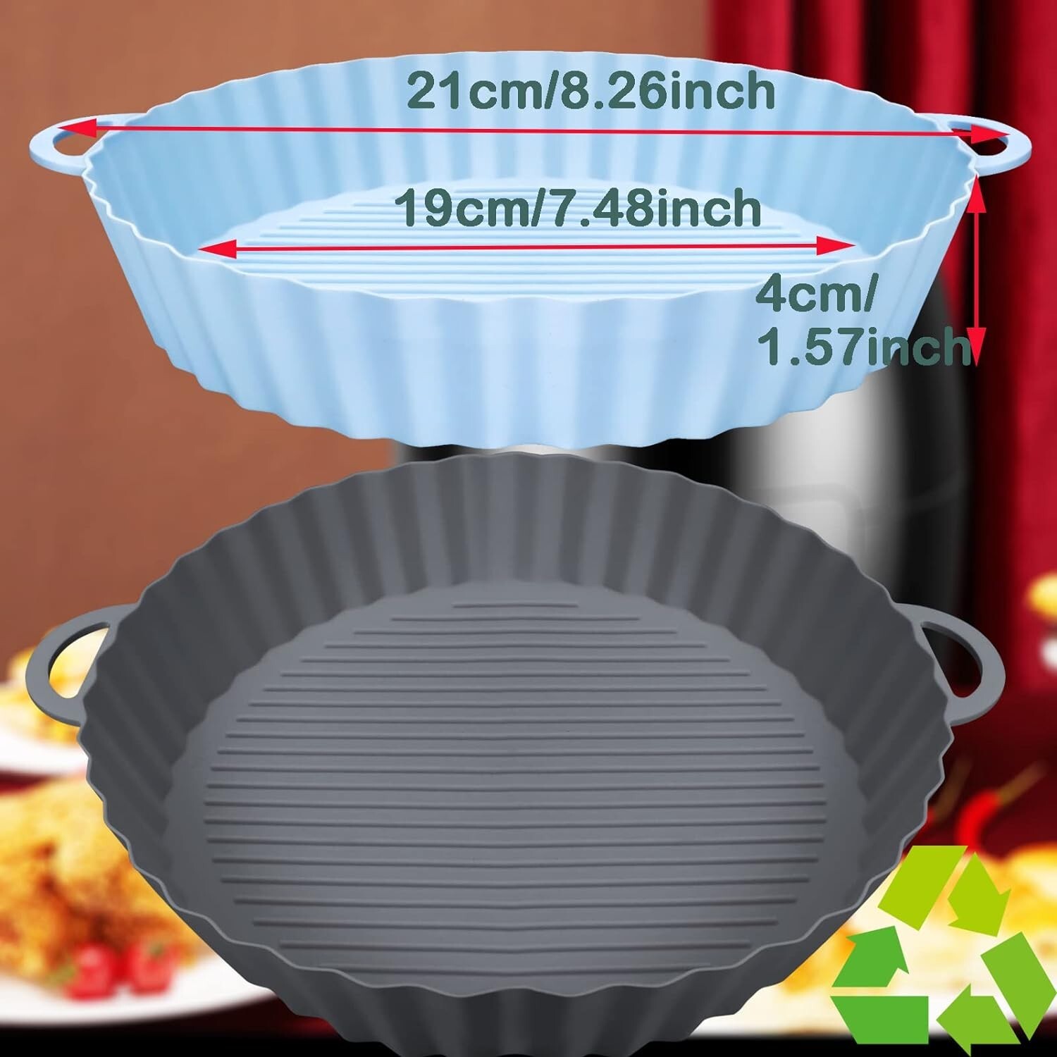 2x Air Fryer Silicone Pot Basket Oven Baking Tray Liner NonStick Air