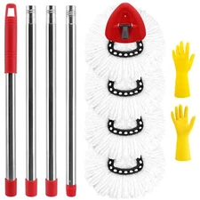 4 Pack Mop Heads Replacements 1 Base 1 Mop Handle 3058in For Oceda Easywring S