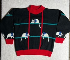 VINTAGE Women’s Laser Cats 80’s Cat Pullover Sweater USA Made No Size Tag