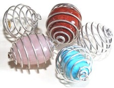 5x Spirale 35X30 argentata per pietre dure IN ACCIAIO INOSSIDABILE GABBIA PIETRE