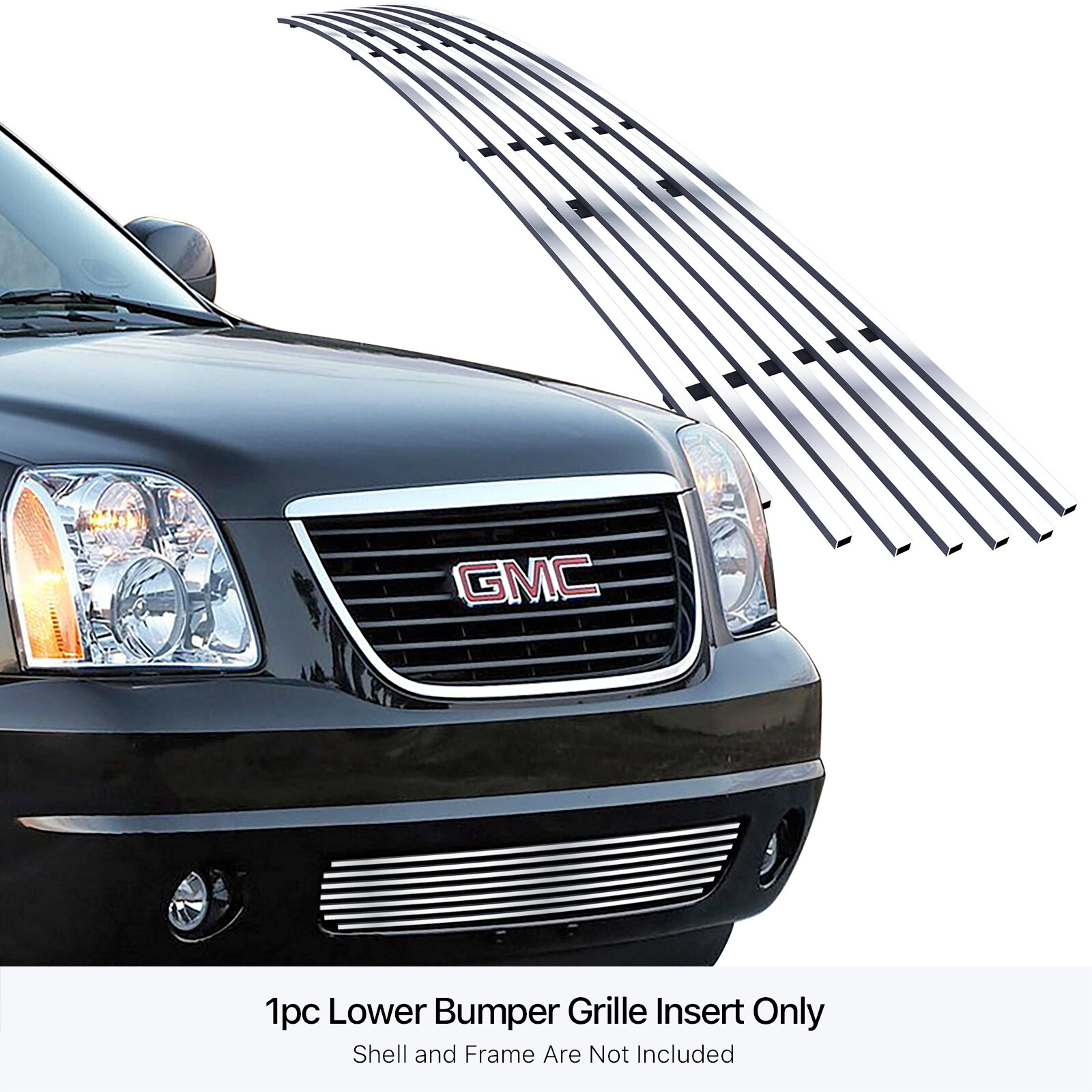 Fits 2007-2014 GMC Yukon/XL Lower Bumper Stainless Billet Front Grille Insert