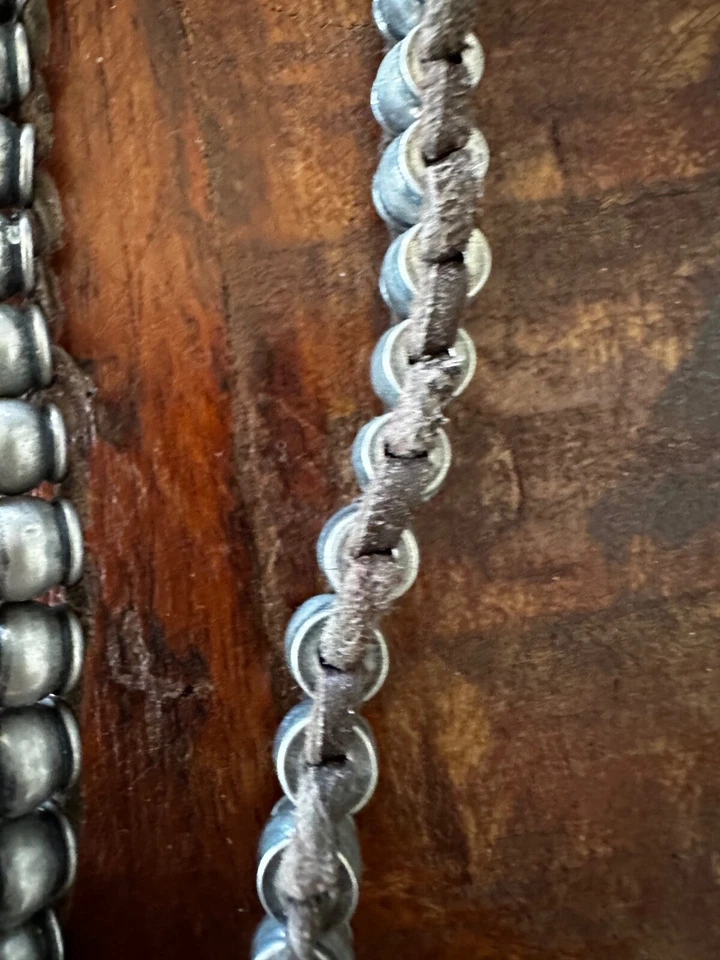 Vintage 1990's Silver Tone Biker Chain w/Leather & Skull Men's Heavy & Unique - Image 4 of 4