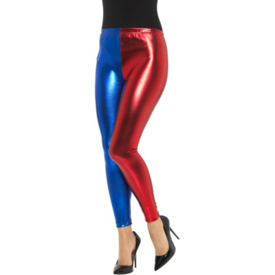 Smiffys Harlequin Leggings Metallic Rot Blau Polyester Kostüm Zubehör
