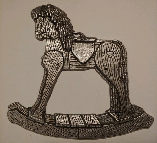 Rocking Horse Wall Hanging Plaque Ornament Hand Crafted Metal 8.5" X 9" Holiday