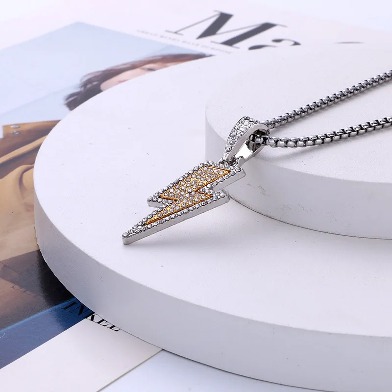 Fashion Jewelry Cubic Ziron Silver & Gold Lightning Bolt