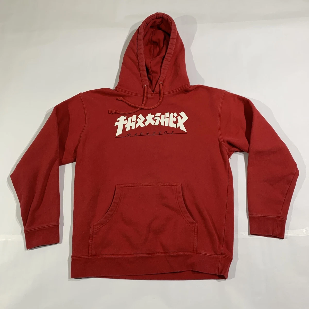 Thrasher Hoodie Medium Red Sweater Japanese Skateboard Logo Fleece | eBay