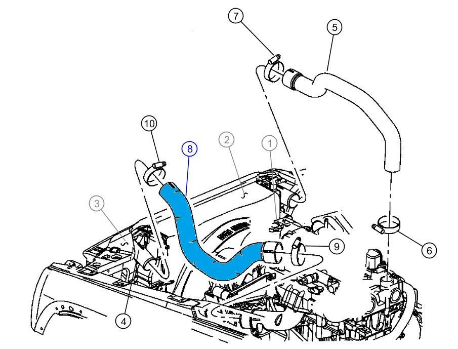 Intercooler Outlet Hose for Jeep Cherokee KJ 2.5D & 2.8D 2005-2007 EEP/KJ/008A - Image 2 of 4