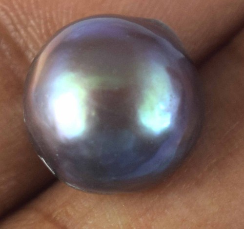 6.55 Ct Natural Round Tahitian Grayish Black South Sea Pearl Gemstone C3537 - Picture 6 of 9